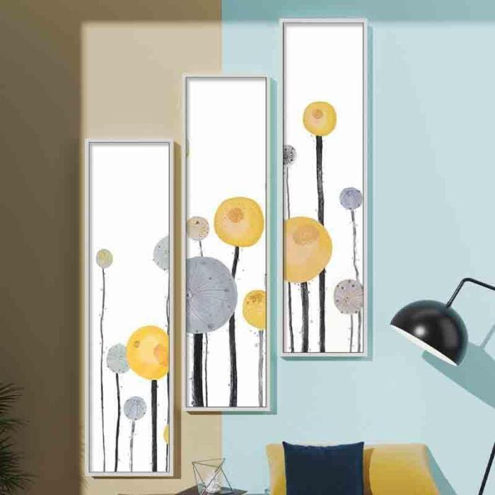 Abstract Daffodils Wall Art – Set Of Three  |   Wall Art & Paintings Wall Art & Paintings Grey, White, Yellow