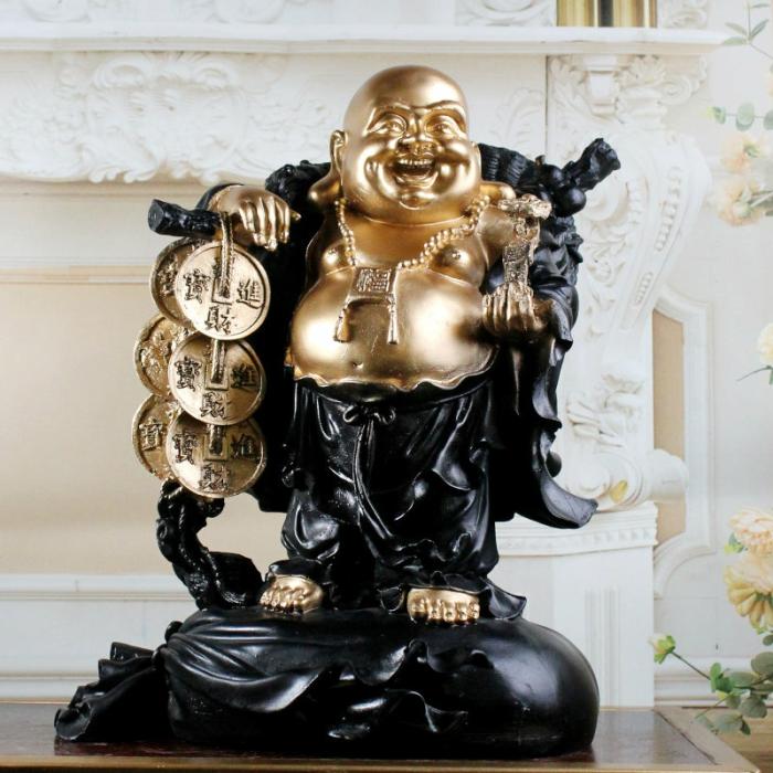 Abundance Mantra Laughing Buddha  |   Showpieces Showpieces Gold, Black