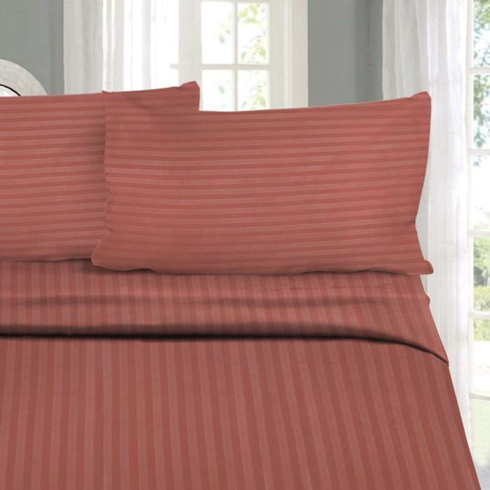 Adalyn Striped Bedsheet  |   Solid Bedsheets Bedsheets Rust