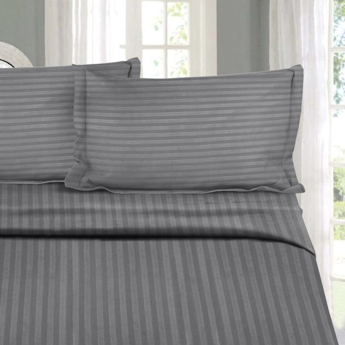 Adalyn Striped Bedsheet  |   Solid Bedsheets Bedsheets Grey