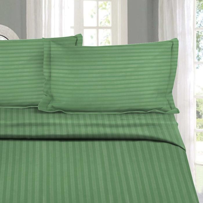 Adalyn Striped Bedsheet  |   Solid Bedsheets Bedsheets Green