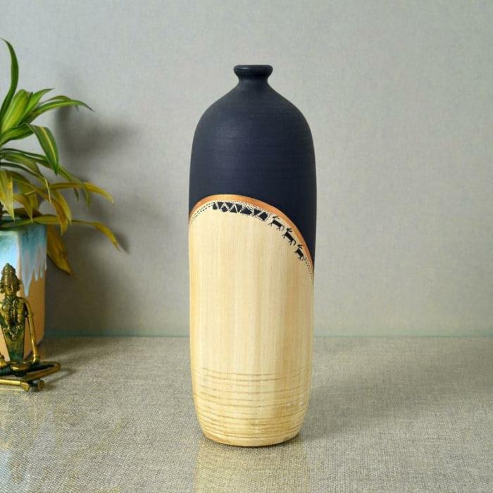 Aether Bloom Vase  |   Vases Showpieces, Vases & Accent Bowls Beige, Black