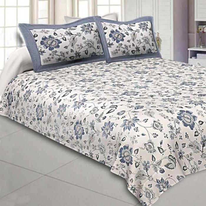 Ahaladita Floral Bedsheet  |   Floral Bedsheets Bedsheets Blue, White