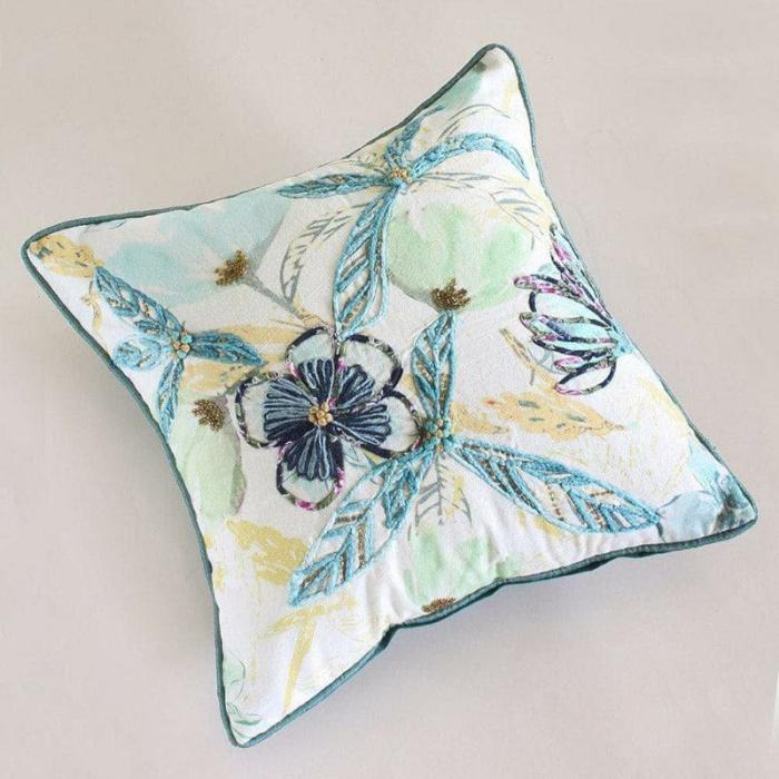 Alana Embroidered Cushion Cover  |   Embroidered Cushions Cushion Covers Blue