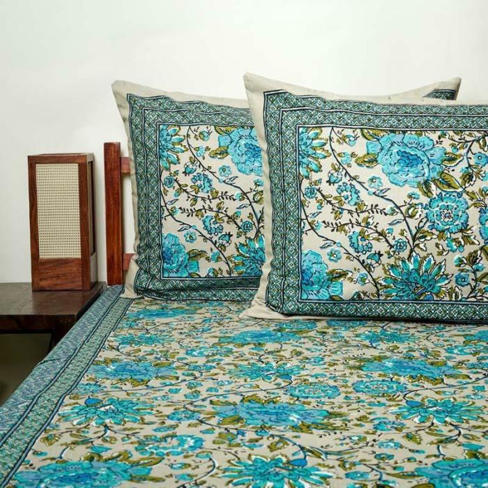 Alderidge Floral Printed Bedsheet  |   Floral Bedsheets Bedsheets Beige, Blue