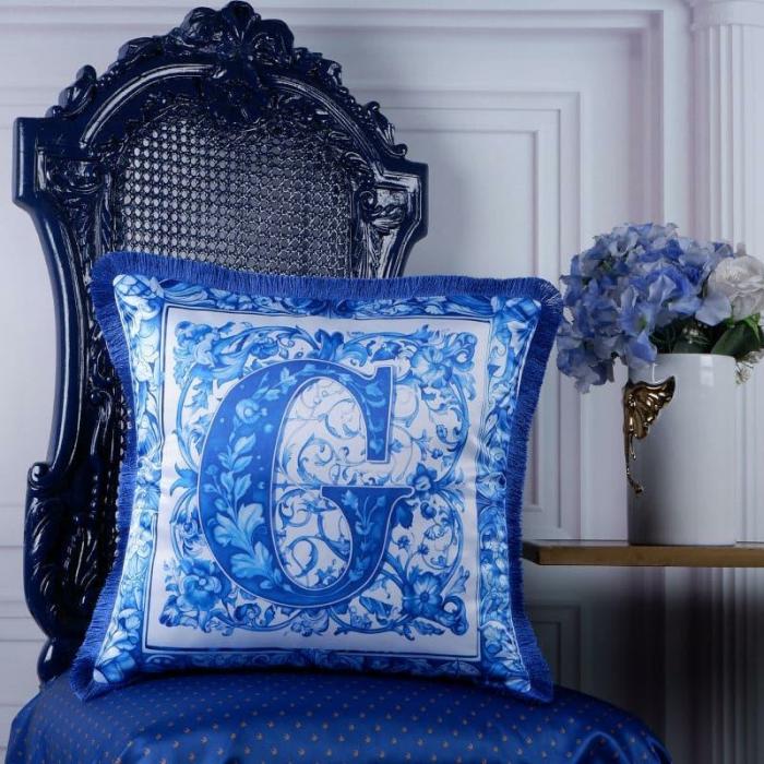 Alphabet G Cushion Cover  |   Printed Cushions Cushion Covers Blue, White