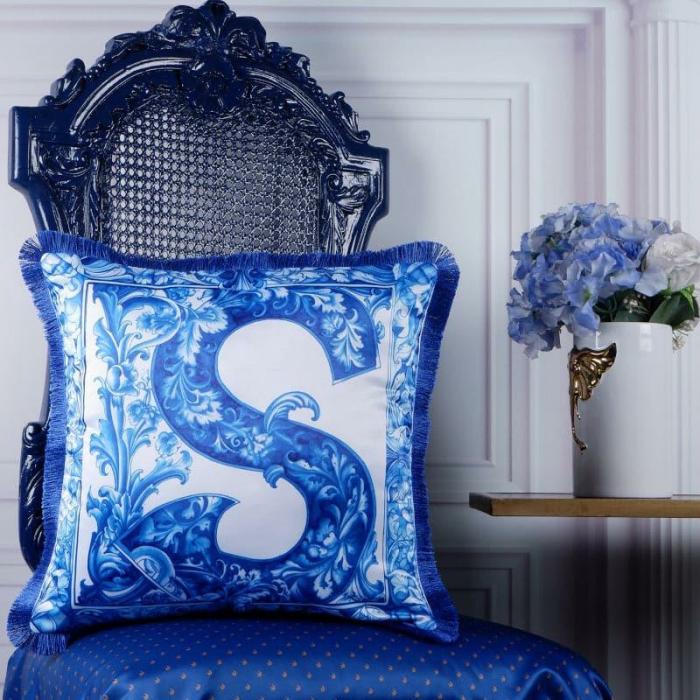 Alphabet S Snuggle Cushion Cover  |   Printed Cushions Cushion Covers Blue, White