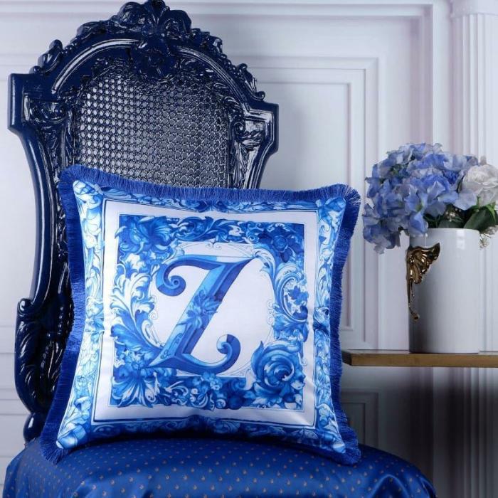 Alphabet Z Cushion Cover  |   Printed Cushions Cushion Covers Blue, White