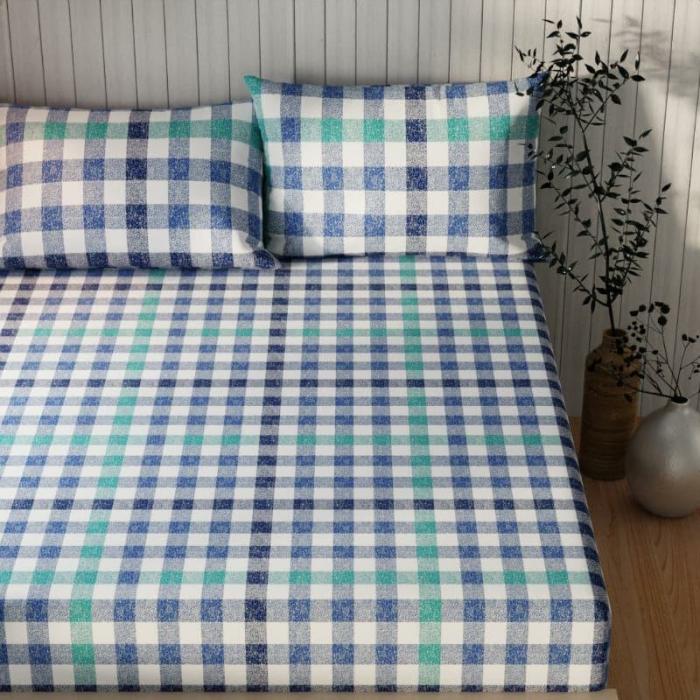 Amoza Checkered Bedsheet  |   Geometric Bedsheets Bedsheets Blue