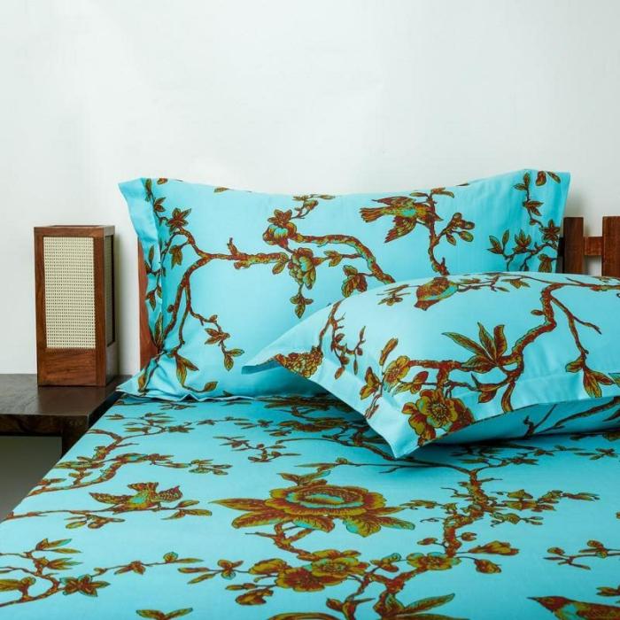 Anaidda Printed Bedsheet  |   Floral Bedsheets Bedsheets Blue