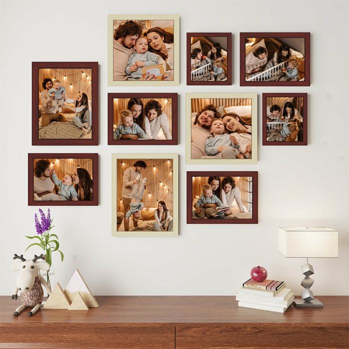 Anais Photo Frame – Set Of Ten  |   Photo-Frames Photo-Frames Ivory, Brown