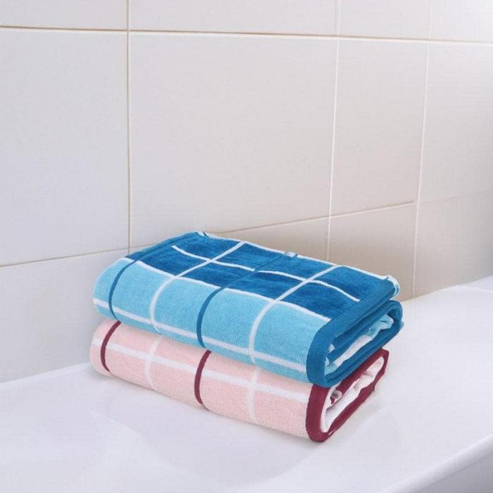 Aqua Checkmate Bath Towel – Set Of Two  |   Bath Towels Bath Linens Bath Towels