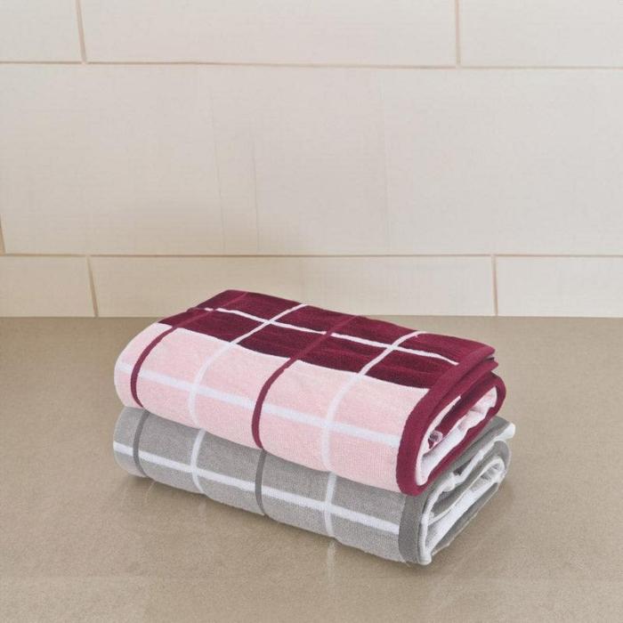 Aqua Checkmate Bath Towel – Set Of Two  |   Bath Towels Bath Linens Bath Towels