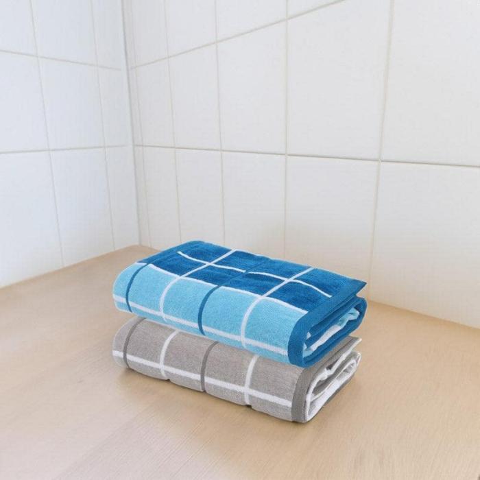 Aqua Checkmate Bath Towel – Set Of Two  |   Bath Towels Bath Linens Bath Towels