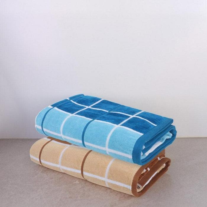 Aqua Checkmate Bath Towel – Set Of Two  |   Bath Towels Bath Linens Bath Towels