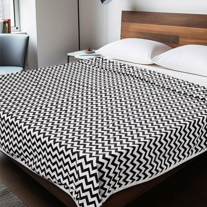 Avla Zig Zag Dohar  |   Dohars, Razai & Blankets Bedding Black, White