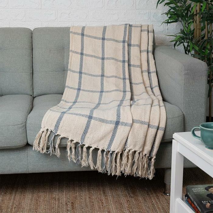 Barele Woven Throw  |   Throws Furnishings Blue, White