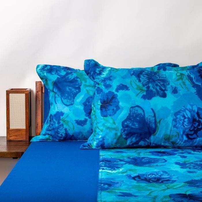 Beatific Bedsheet  |   Floral Bedsheets Bedsheets Blue