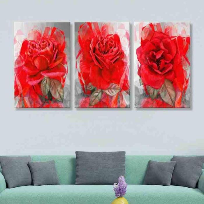 Big Rose Wall Art – Set Of Three  |   Wall Art & Paintings Wall Art & Paintings Red, Grey