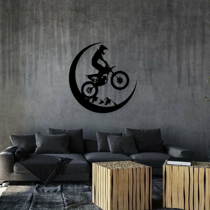 Bike On Moon Wall Art  |   Wall Accents Wall Accents Black