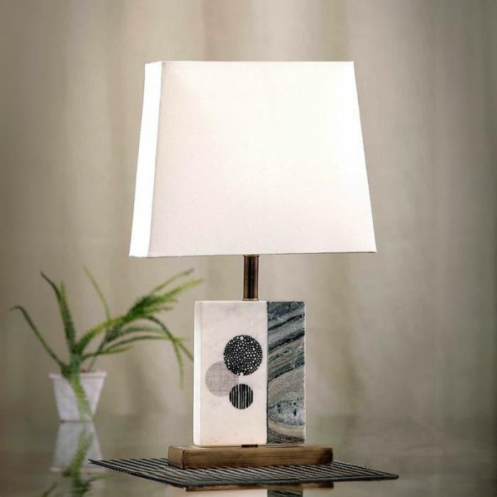 Blaze Table Lamp With Marble & Brass Base  |   Table Lamps Lamps & Lighting Table Lamps