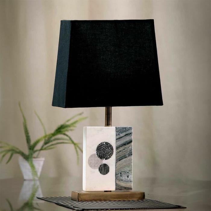 Blaze Table Lamp With Marble & Brass Base  |   Table Lamps Lamps & Lighting Black, White