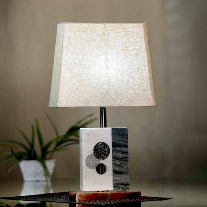 Blaze Table Lamp With Marble & Copper Base  |   Table Lamps Lamps & Lighting Beige, White