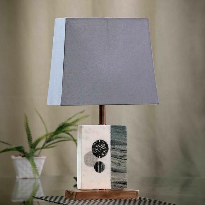 Blaze Table Lamp With Marble & Copper Base  |   Table Lamps Lamps & Lighting Grey, White