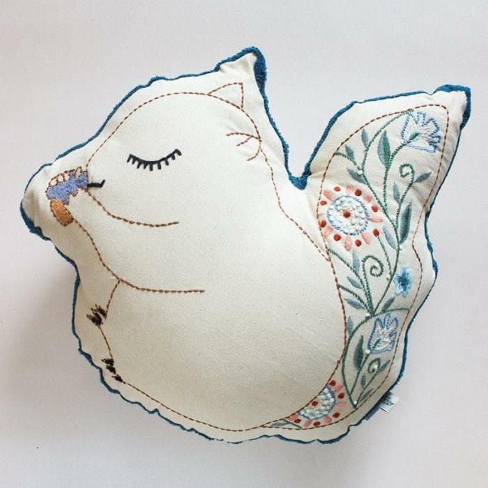 Blaze The Squirrel Shaped Cushion With Filling  |   Embroidered Cushions Cushion Covers Embroidered Cushions