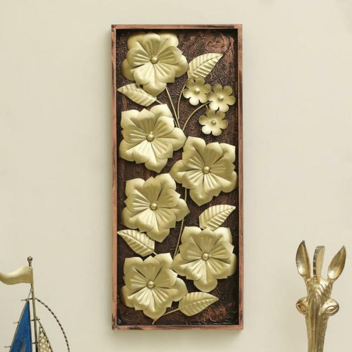 Blooma Floral Wall Accent  |   Wall Accents Wall Accents Gold, Brown