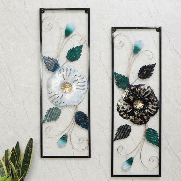 Bloomeia Wall Accent – Set Of Two  |   Wall Accents Wall Accents Black, Silver