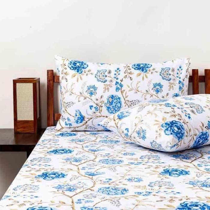 Blossomed Crossways Bedsheet  |   Floral Bedsheets Bedsheets Floral Bedsheets