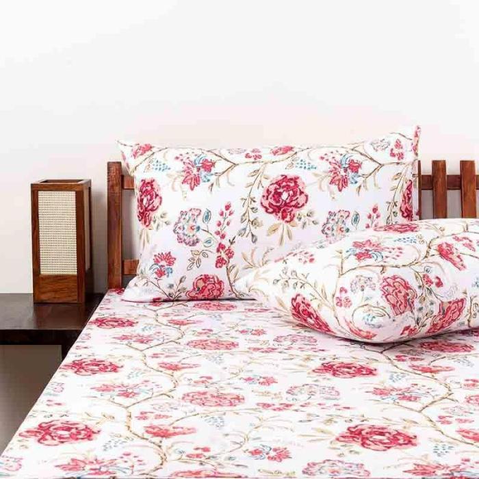 Blossomed Crossways Bedsheet  |   Floral Bedsheets Bedsheets Floral Bedsheets