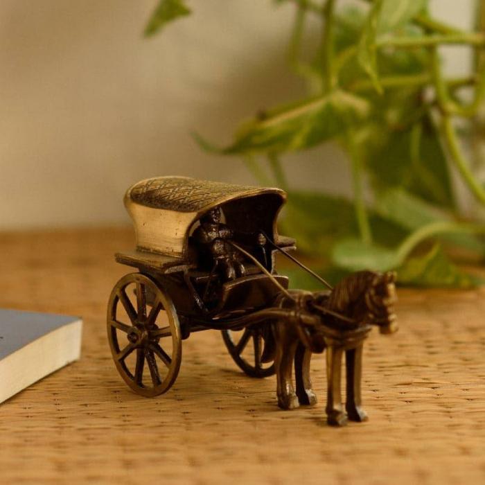 Brass Antique Horse Carriage Showpiece  |   Showpieces Showpieces Brown, Gold