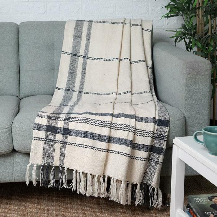 Brija Bask Throw  |   Throws Furnishings Black, White