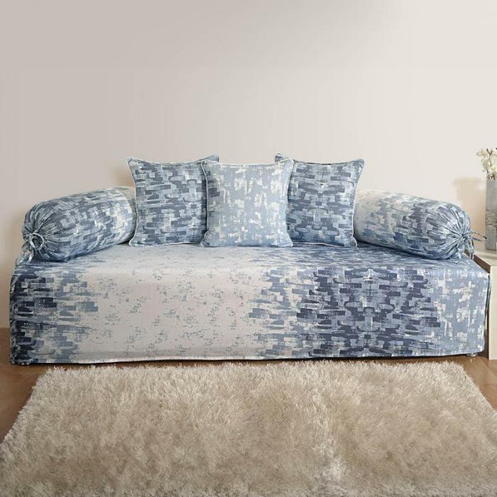 Brushstroke Diwan Set  |   Diwan Sets Furnishings Blue, White