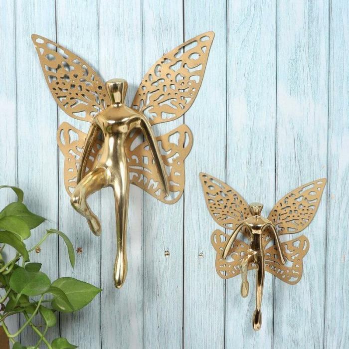 Butterfly Man Wall Accent – Set Of Two  |   Wall Accents Wall Accents Gold