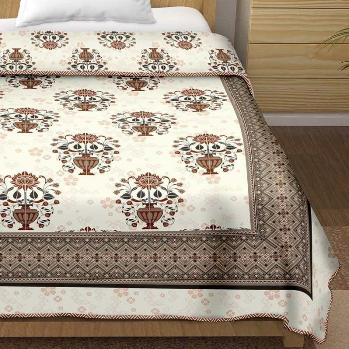 Charbagh Blooming Dohar  |   Dohars, Razai & Blankets Bedding Brown, White