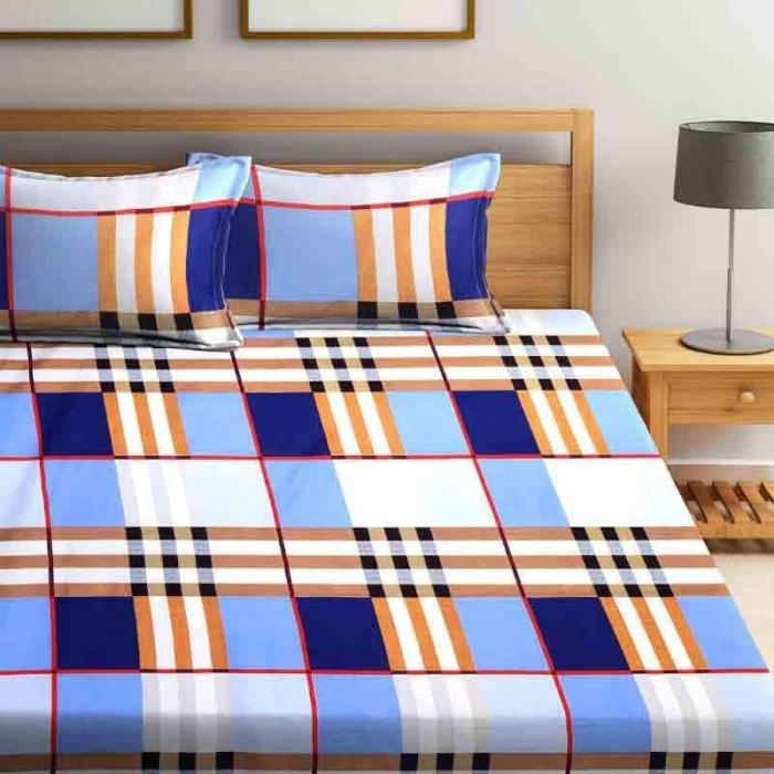 Checkered Up Bedsheet  |   Geometric Bedsheets Bedsheets Blue