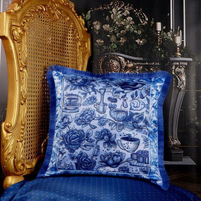 Chela Flora Cushion Cover  |   Printed Cushions Cushion Covers Blue, White