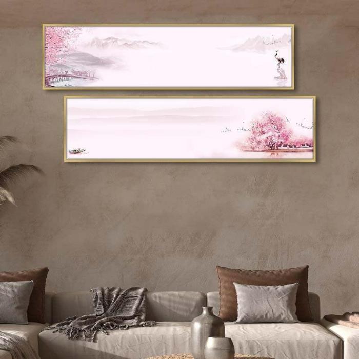 Cherry Blossom Lake Wall Art  |   Wall Art & Paintings Wall Art & Paintings Pink, White