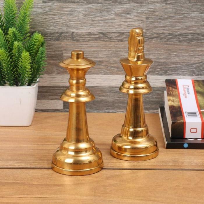 Chess Charm Queen Showpiece – Set Of Two  |   Showpieces Showpieces Gold