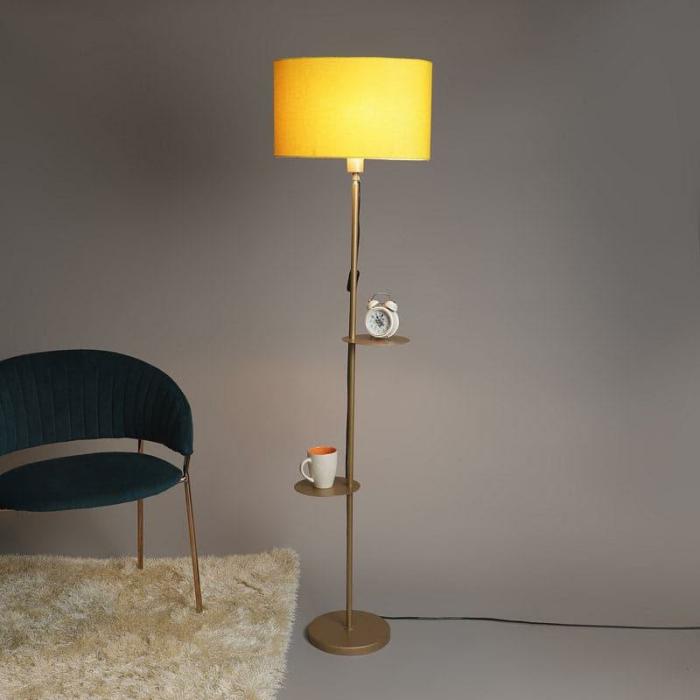 Citrine Kia Floor Lamp With Shelf  |   Floor Lamps Floor Lamps Floor Lamps