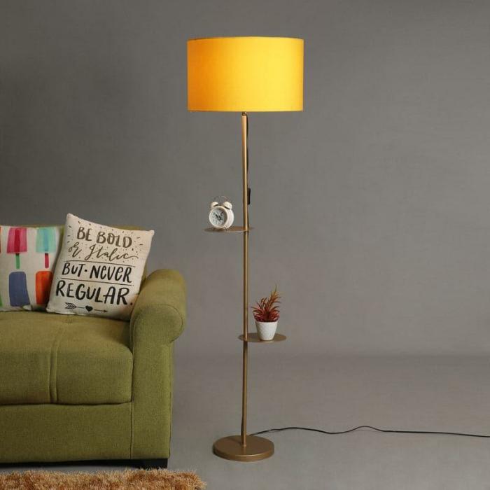 Citrine Lori Floor Lamp With Shelf  |   Floor Lamps Floor Lamps Floor Lamps