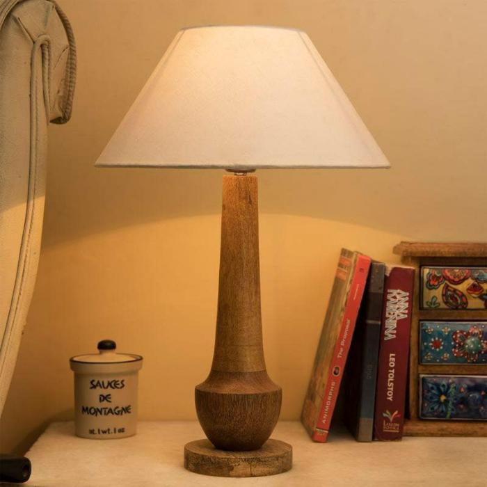 Classic Cubist Table Lamp With Conical Shade  |   Table Lamps Lamps & Lighting Brown, White