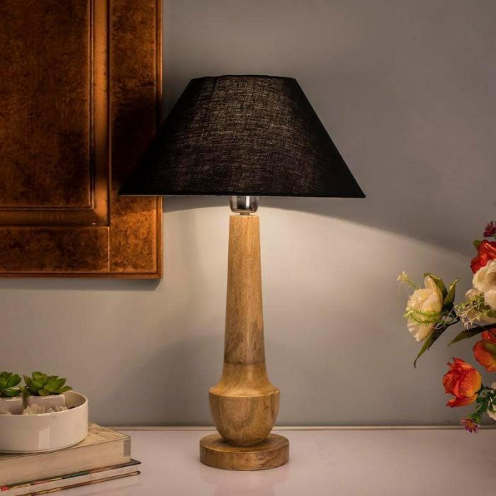 Classic Cubist Table Lamp With Conical Shade  |   Table Lamps Lamps & Lighting Brown, Black