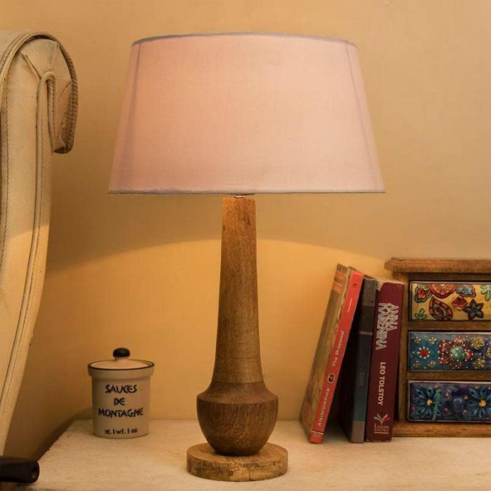 Classic Cubist Table Lamp With Drum Shade  |   Table Lamps Lamps & Lighting Brown, White