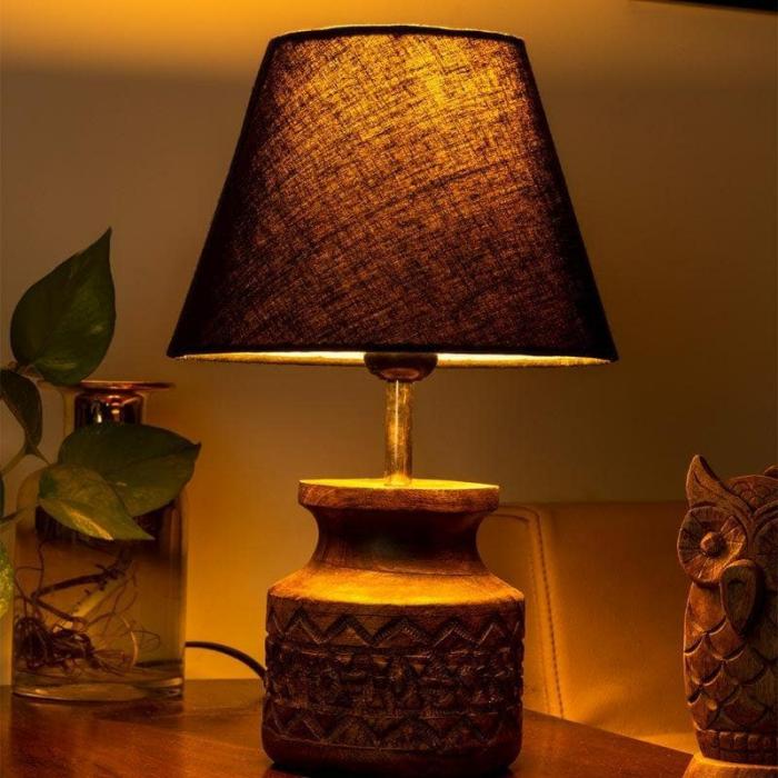 Classy With Twist Carved Table Lamp  |   Table Lamps Lamps & Lighting Black