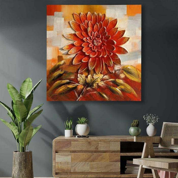 Clemantis Bloom Wall Painting  |   Wall Art & Paintings Wall Art & Paintings Orange