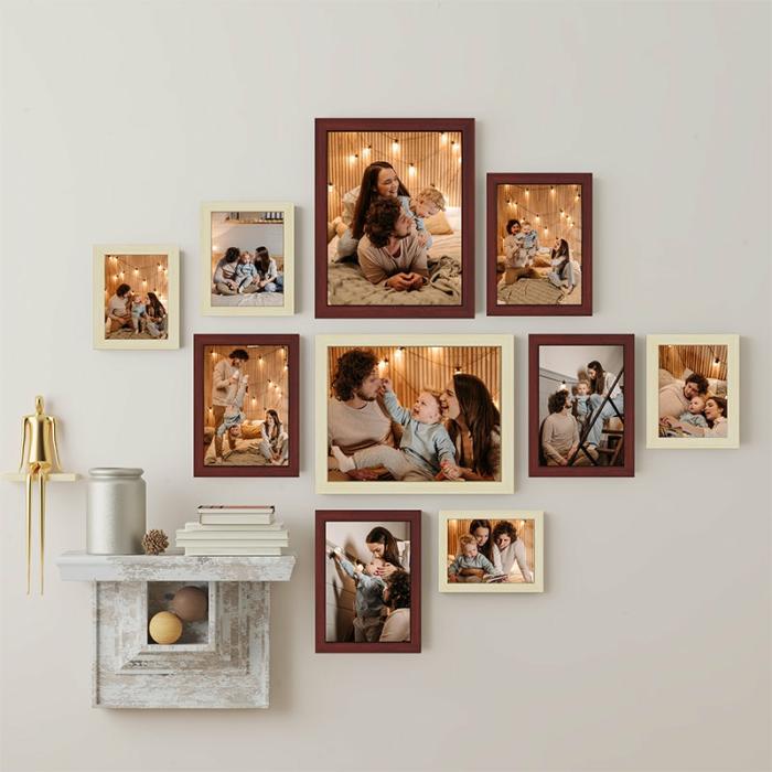 Cleo Photo Frame – Set Of Ten  |   Photo-Frames Photo-Frames Ivory, Brown